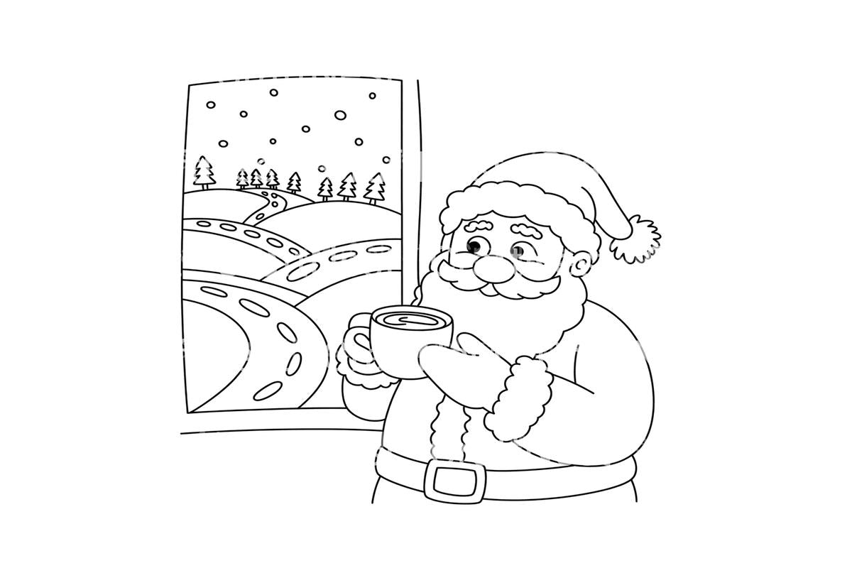 Santa Claus Drinking Hot Cocoa Coloring Books
