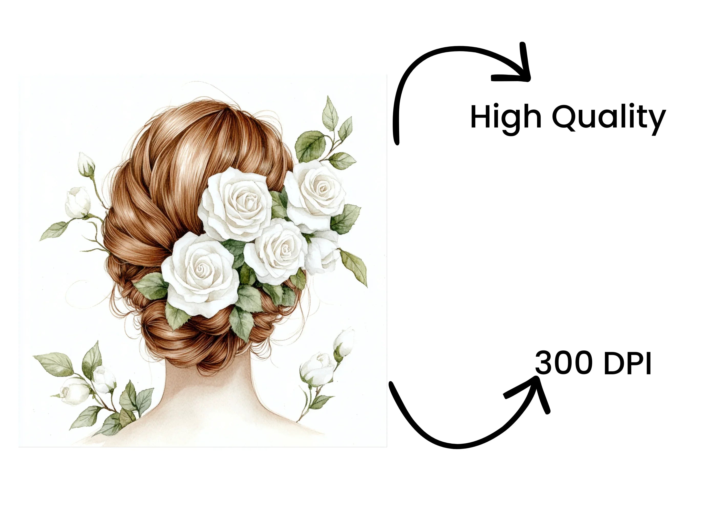 Elegant Bridal Hair Clipart Bundle