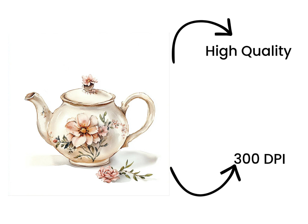 Shabby Chic Teapot Clipart Bundle