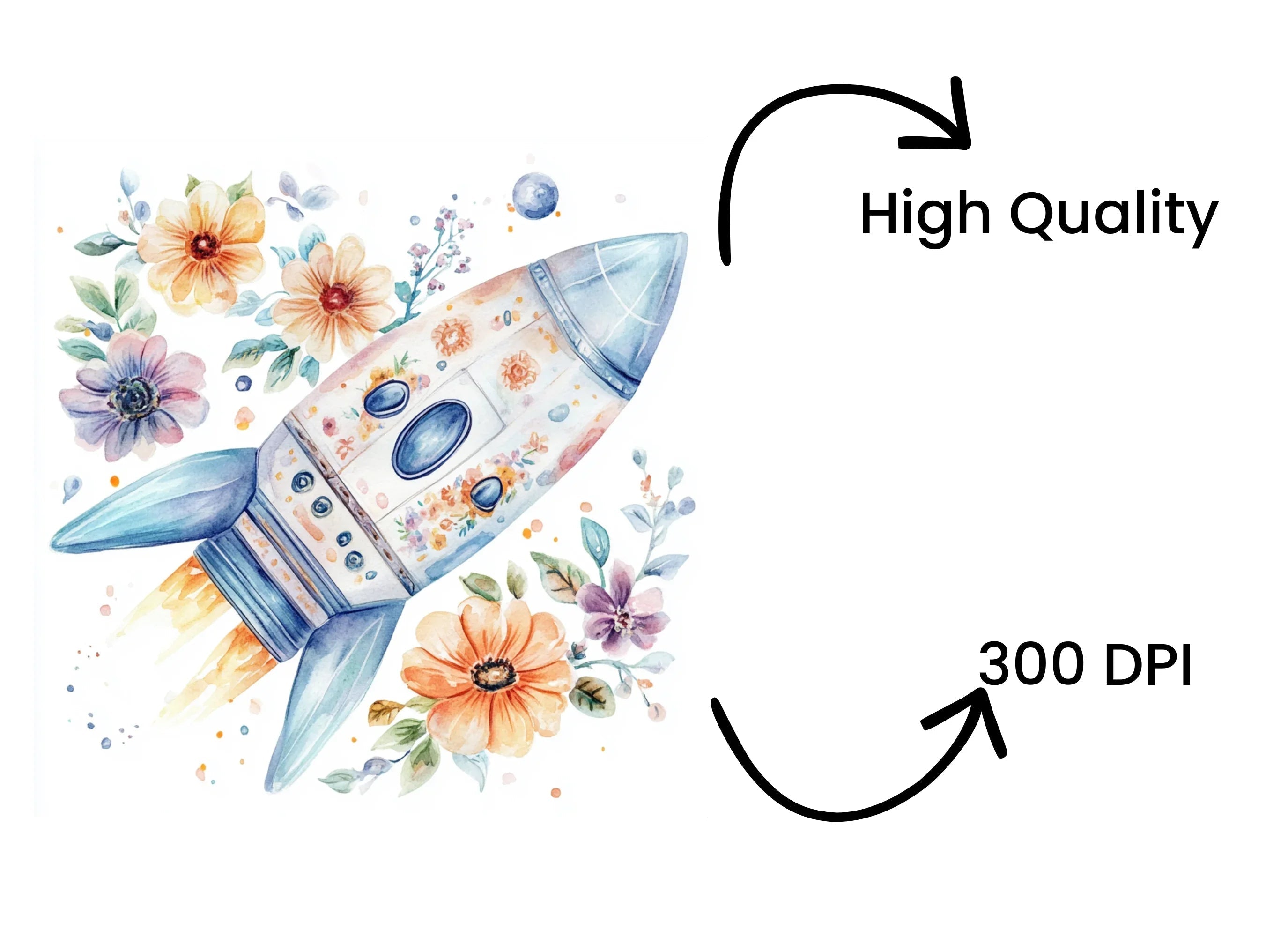 Floral Spacecraft Clipart Bundle