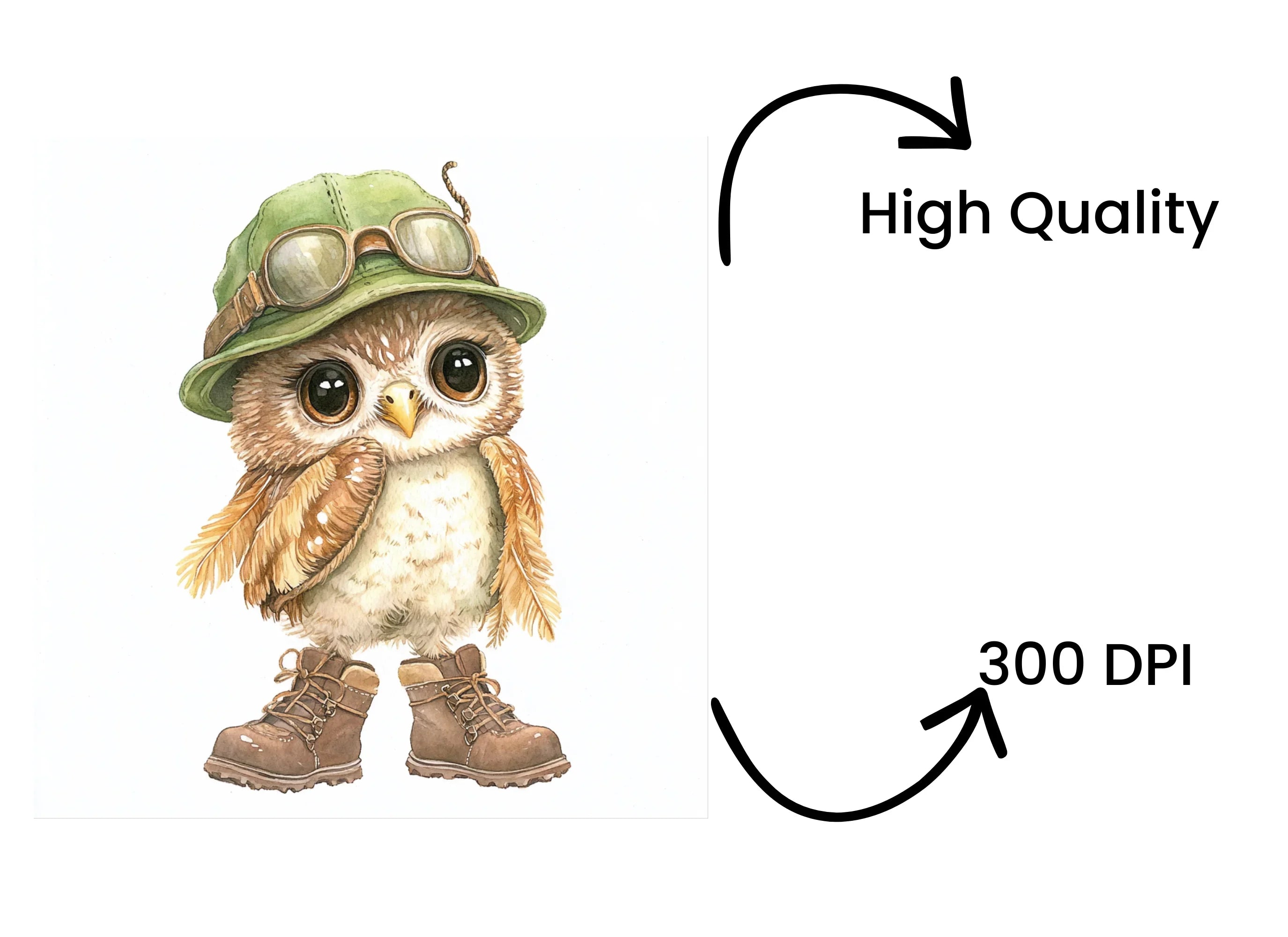 Baby Owls in Hats and Boots Clipart Bundle