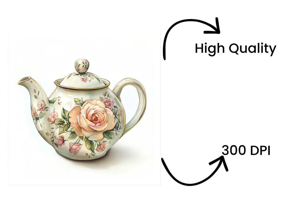 Elegant Floral Teapot Clipart Bundle