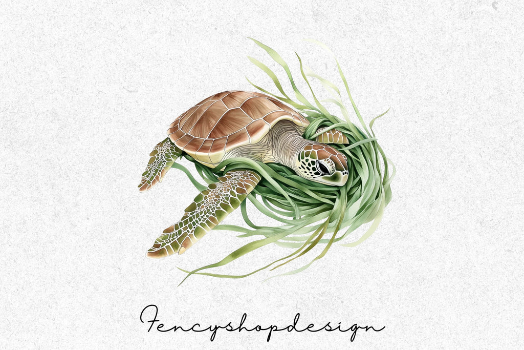 Marine Life Turtle and Dolphin Treasure Clipart Bundle