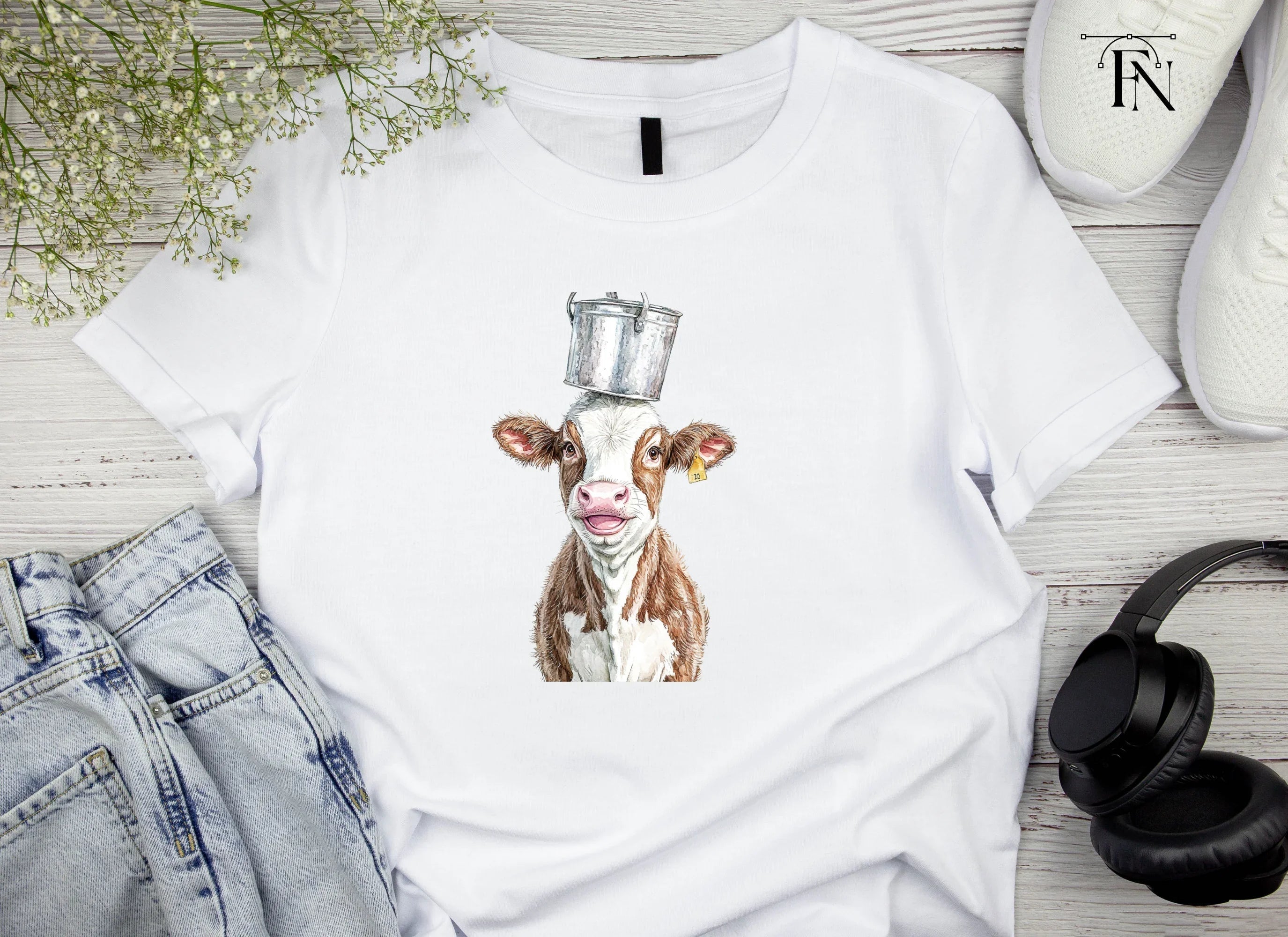 Happy Calves with Milk Pails Clipart Bundle