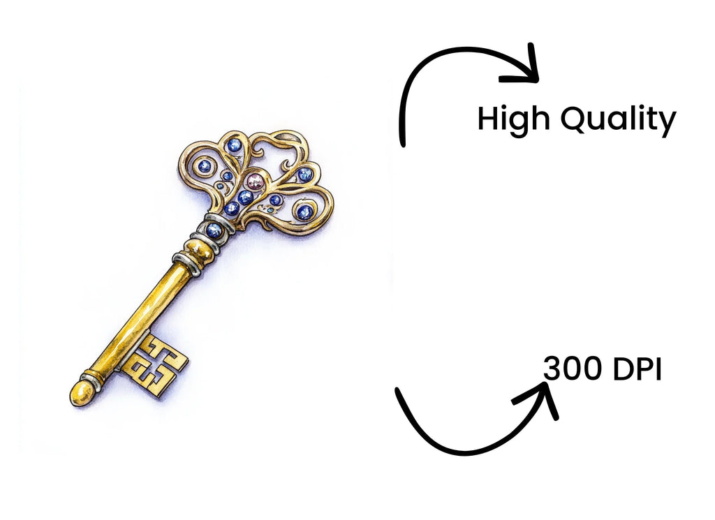 Elegant Gold Keys with Gemstone Clipart Bundle