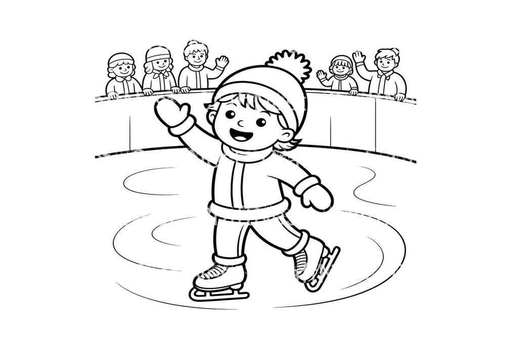Kids Ice Skating Winter Coloring Books