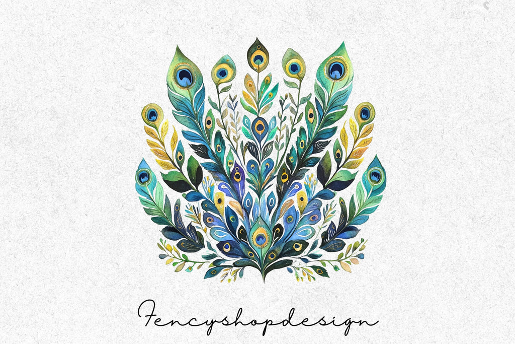 Elegant Peacock Feather Clipart Bundle