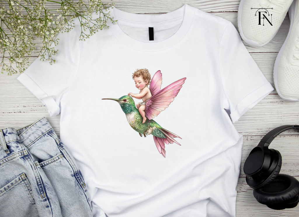 Adorable Cupid Riding Hummingbird Clipart Bundle