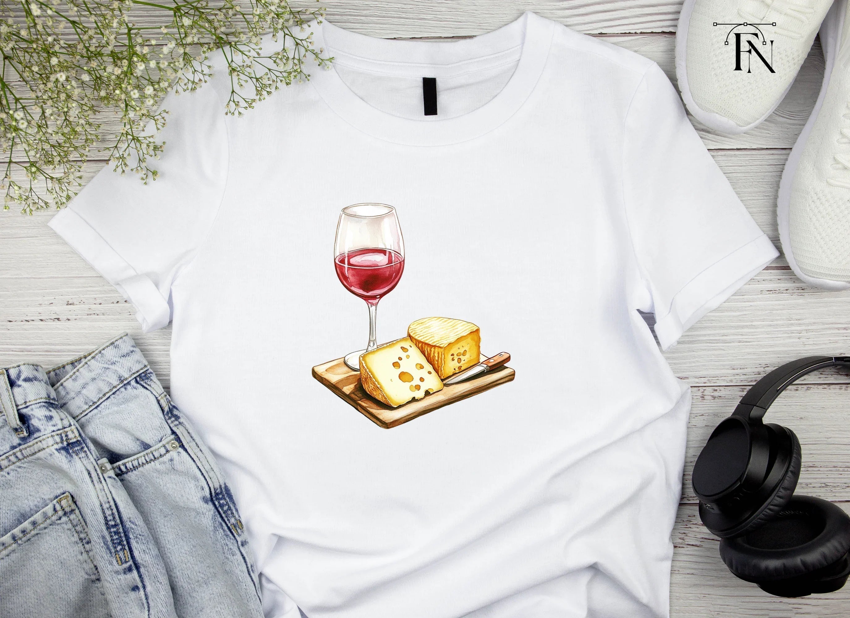 Red Wine and Cheese Board Clipart Bundle