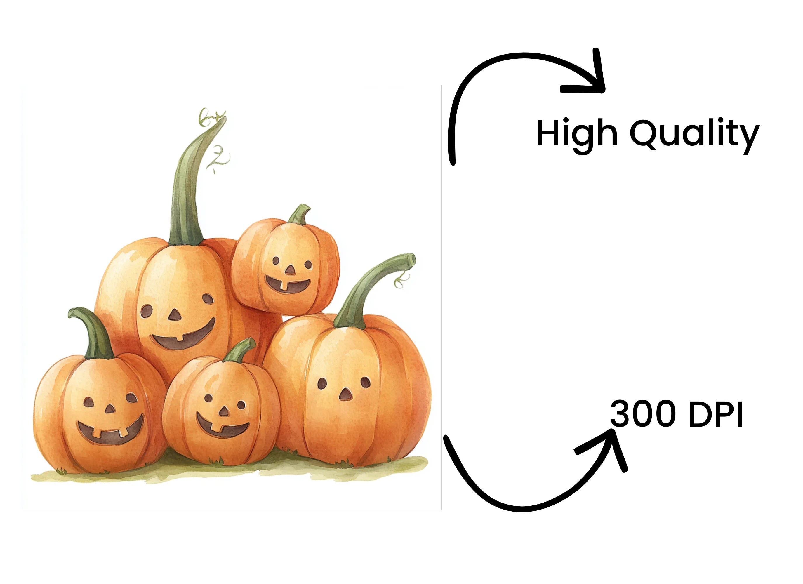 Stacked Happy Halloween Pumpkin Clipart Bundle