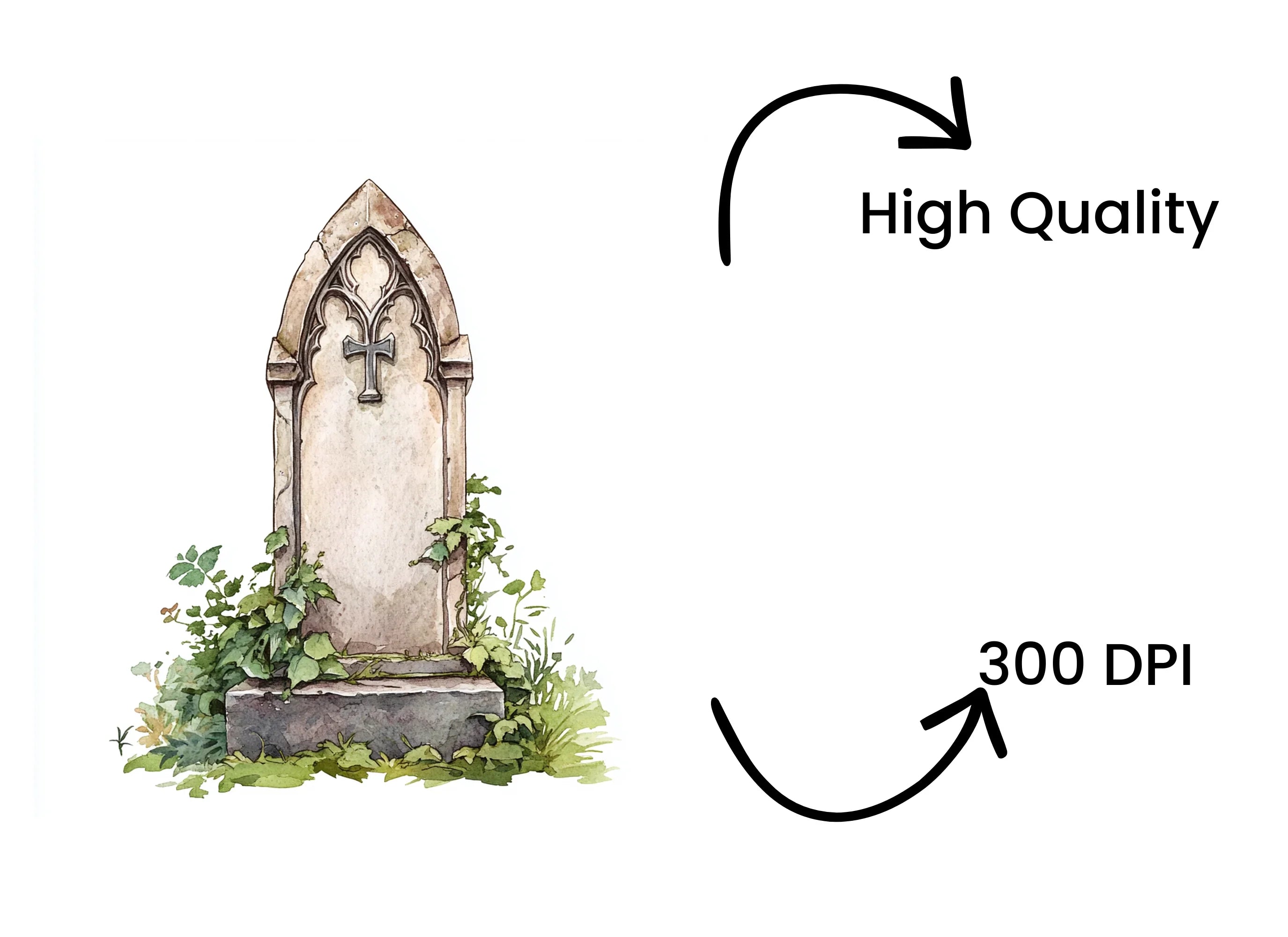 Gothic Gravestones Clipart Bundle