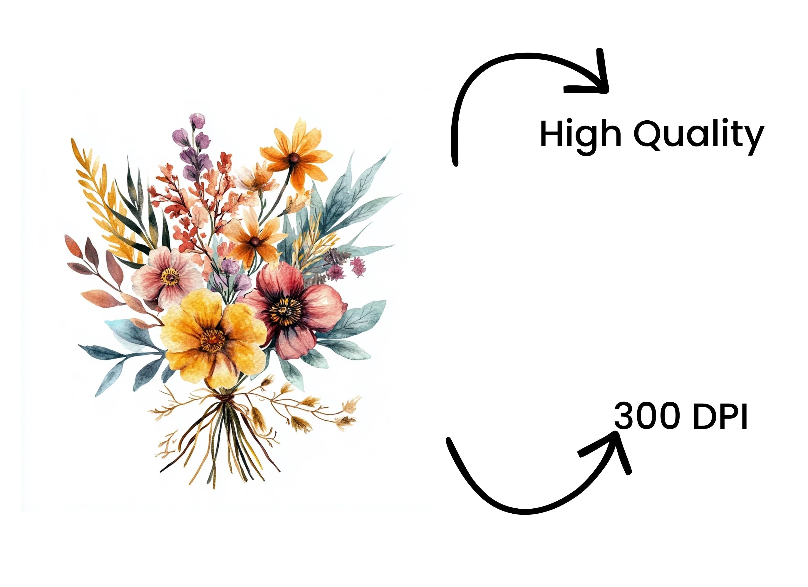 Rustic Flower Bouquets Clipart Bundle