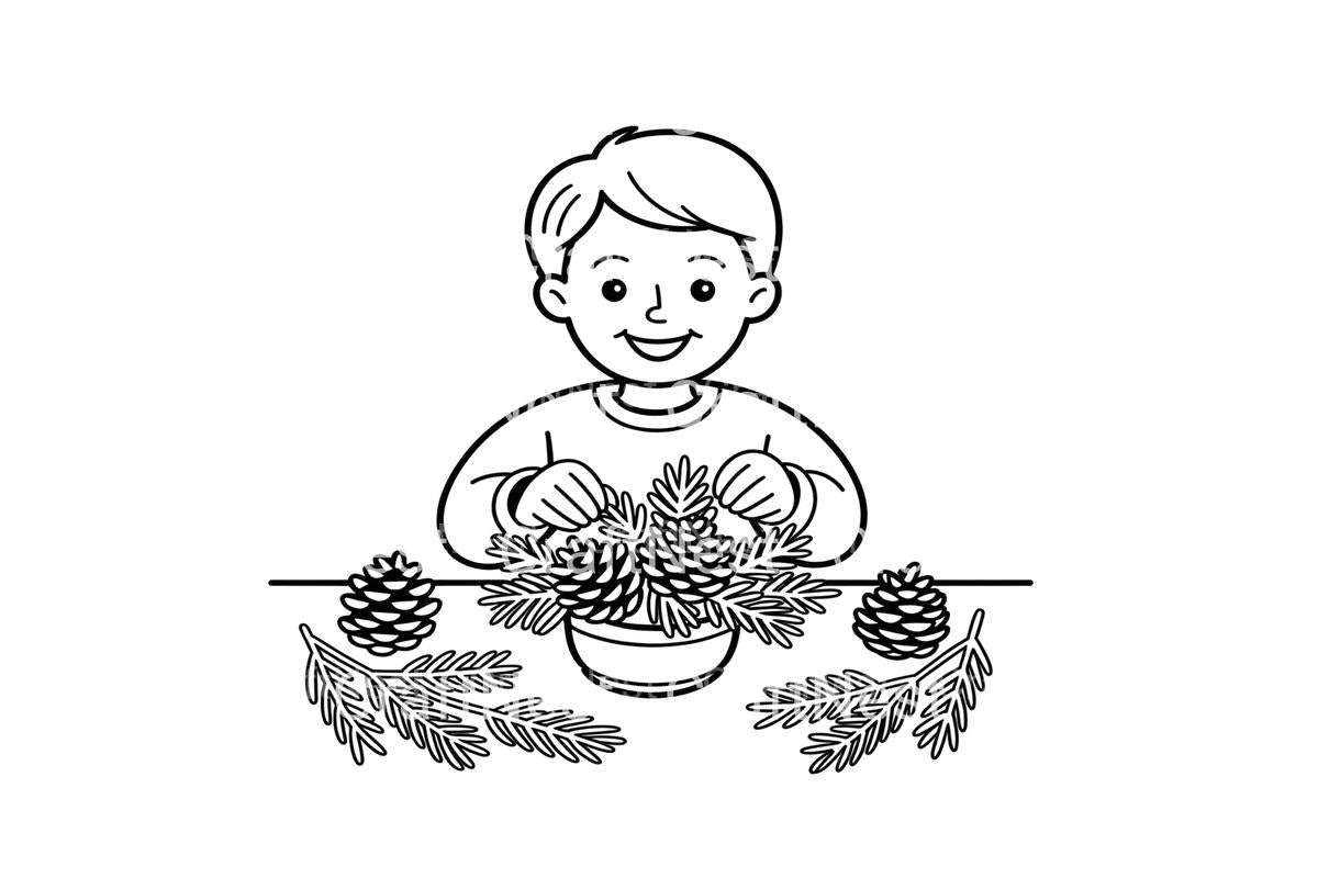 Pinecone and Evergreen Wreath Coloring Books