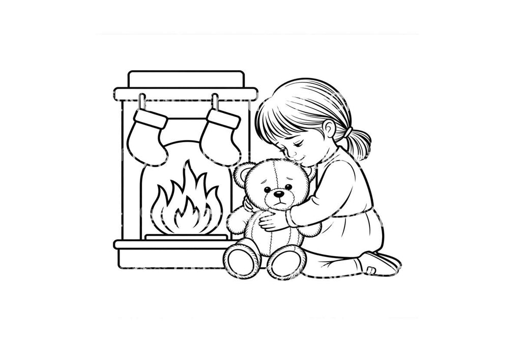 Christmas Fireplace Hug Coloring Books