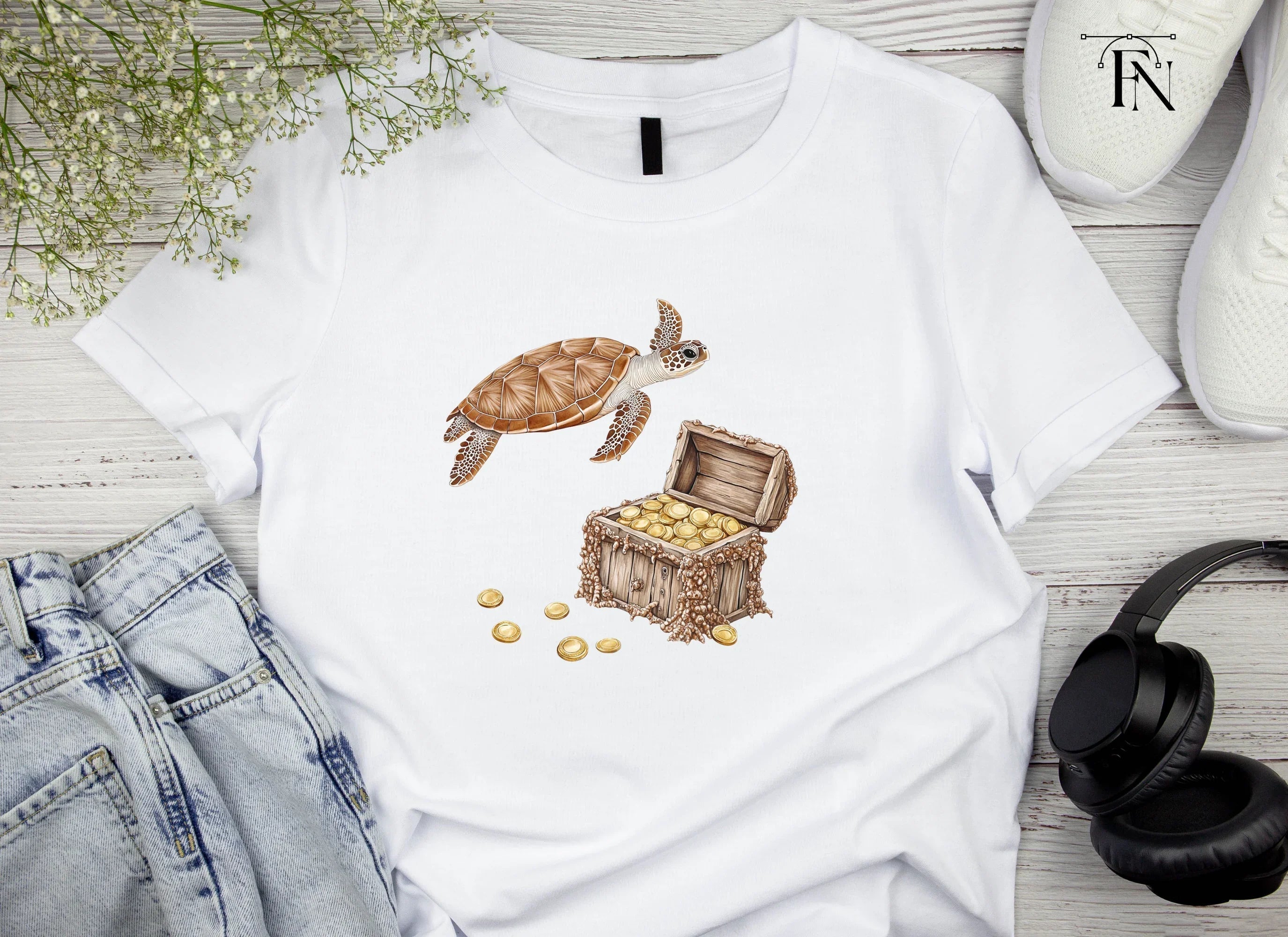 Treasure Chest and Turtle Clipart Bundle