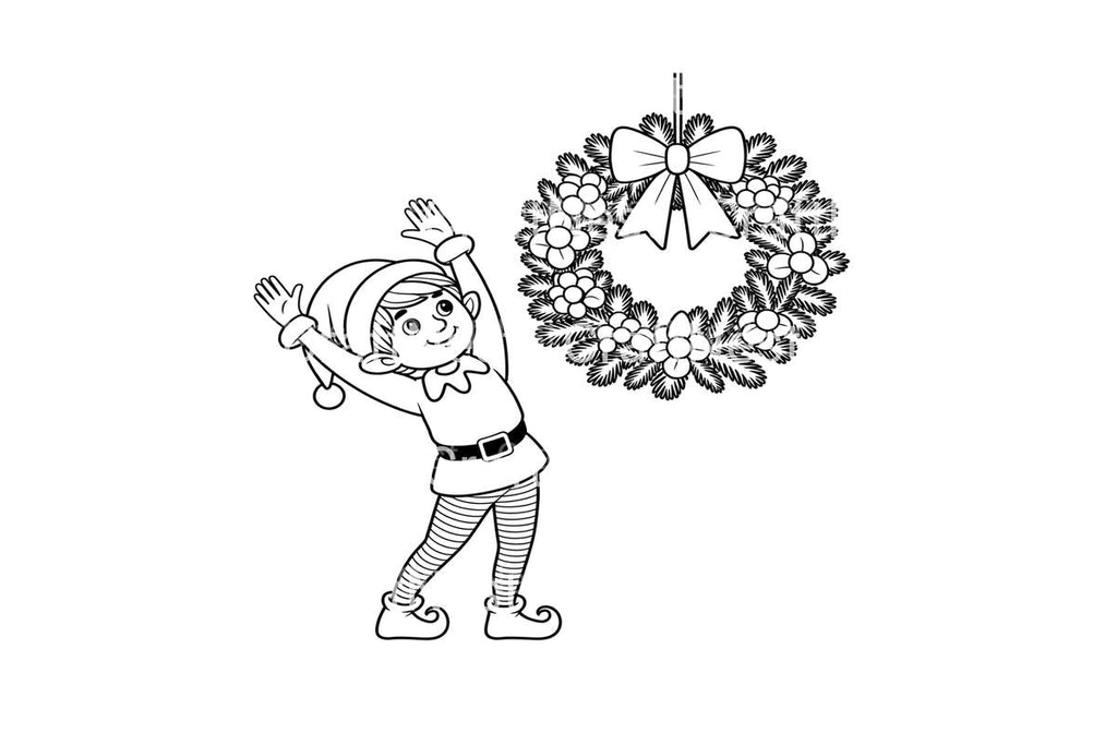 Christmas Elf Wreath Fun Coloring Books