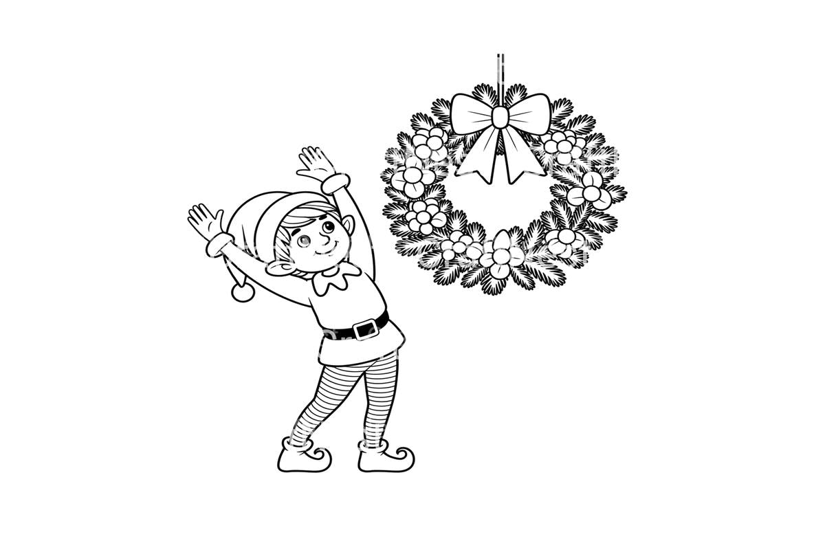 Christmas Elf Wreath Fun Coloring Books