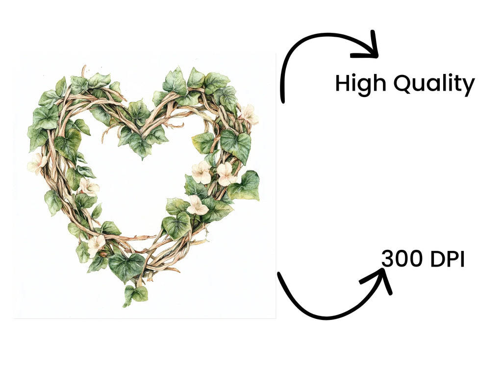 Floral Vine Heart Wreaths Clipart Bundle