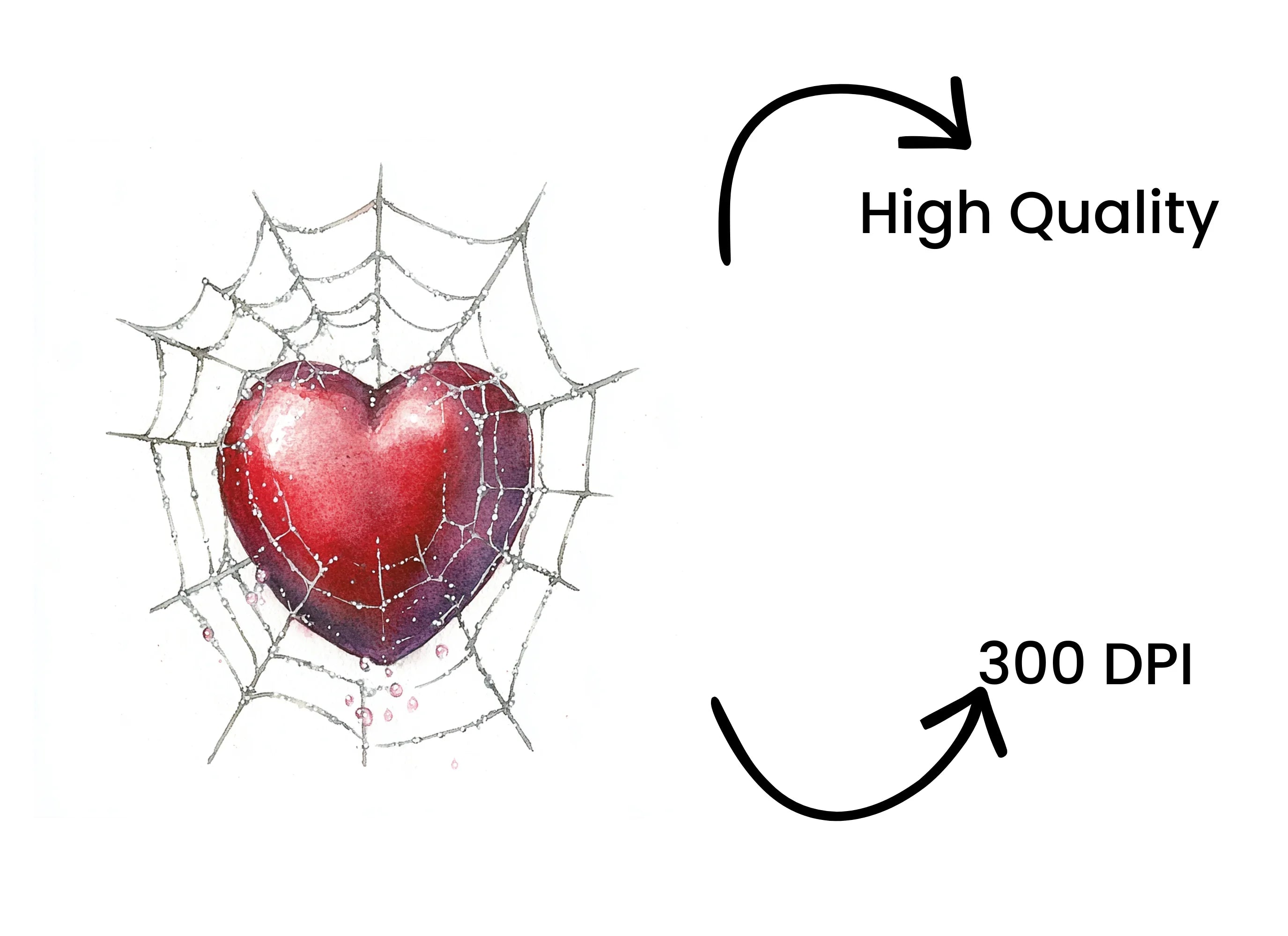 Spiderweb Hearts Clipart Bundle
