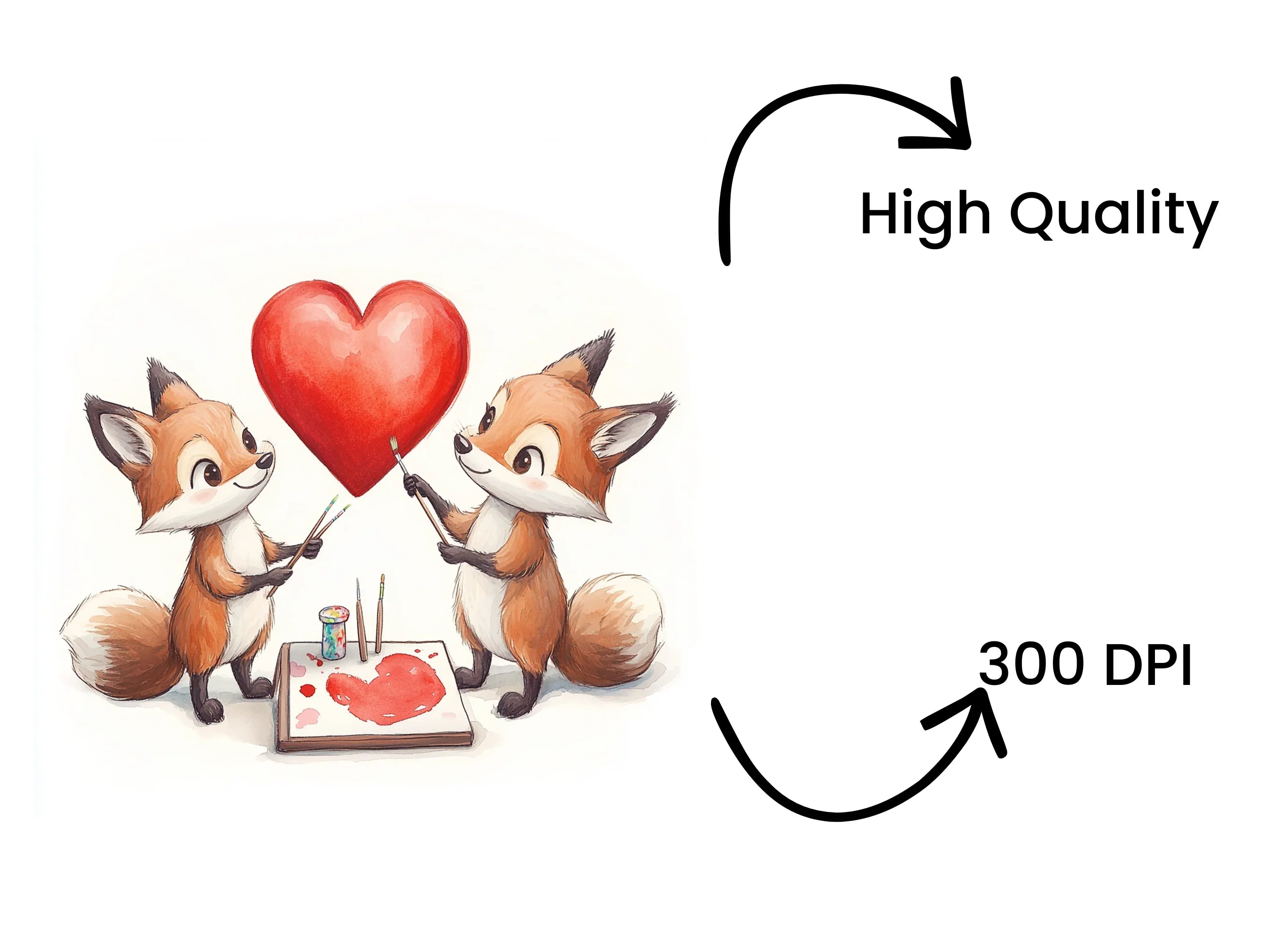 Valentine's Day Cute Fox Couple Clipart Bundle