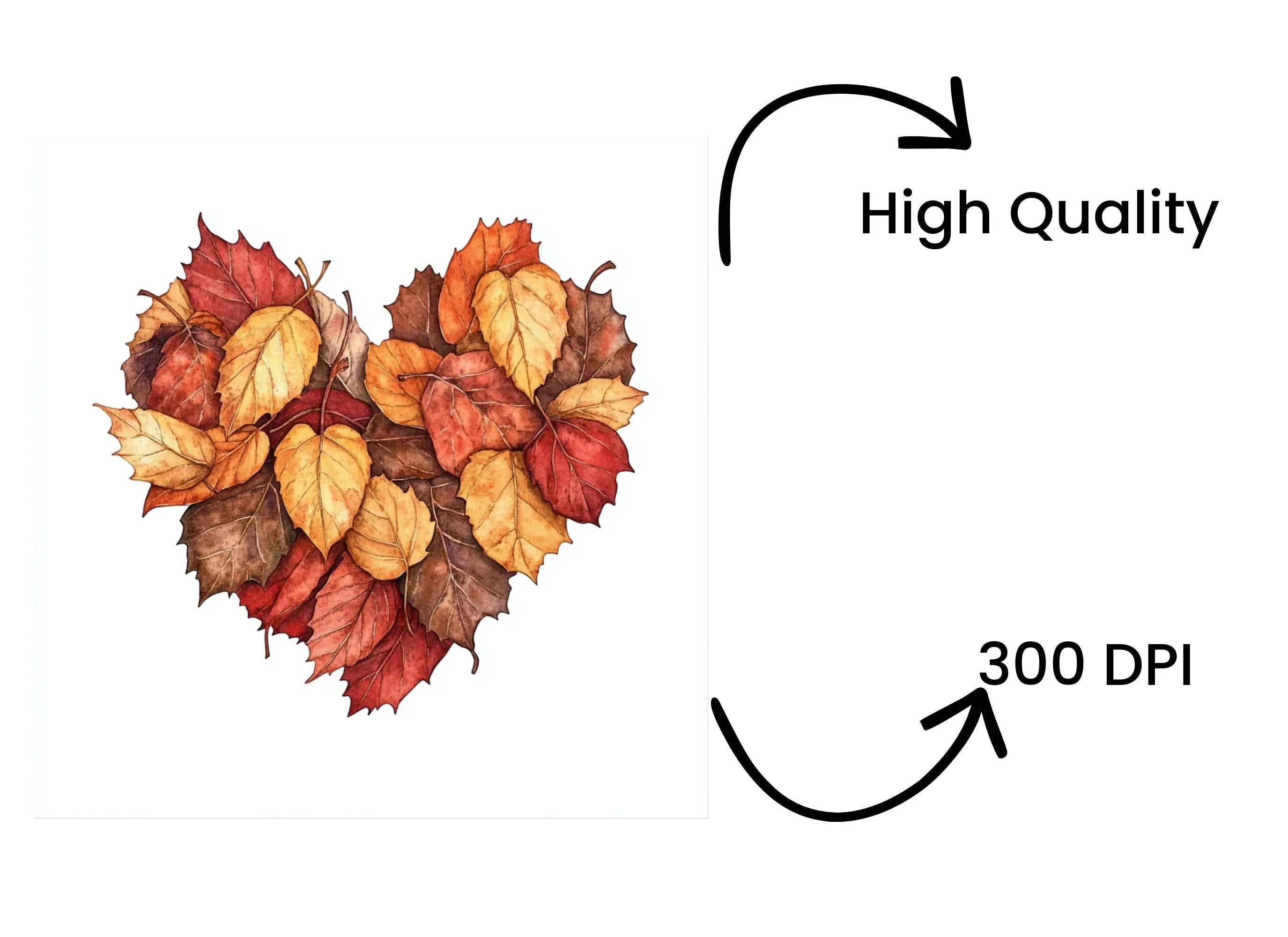 Autumn Leaves Heart Shape Clipart Bundle