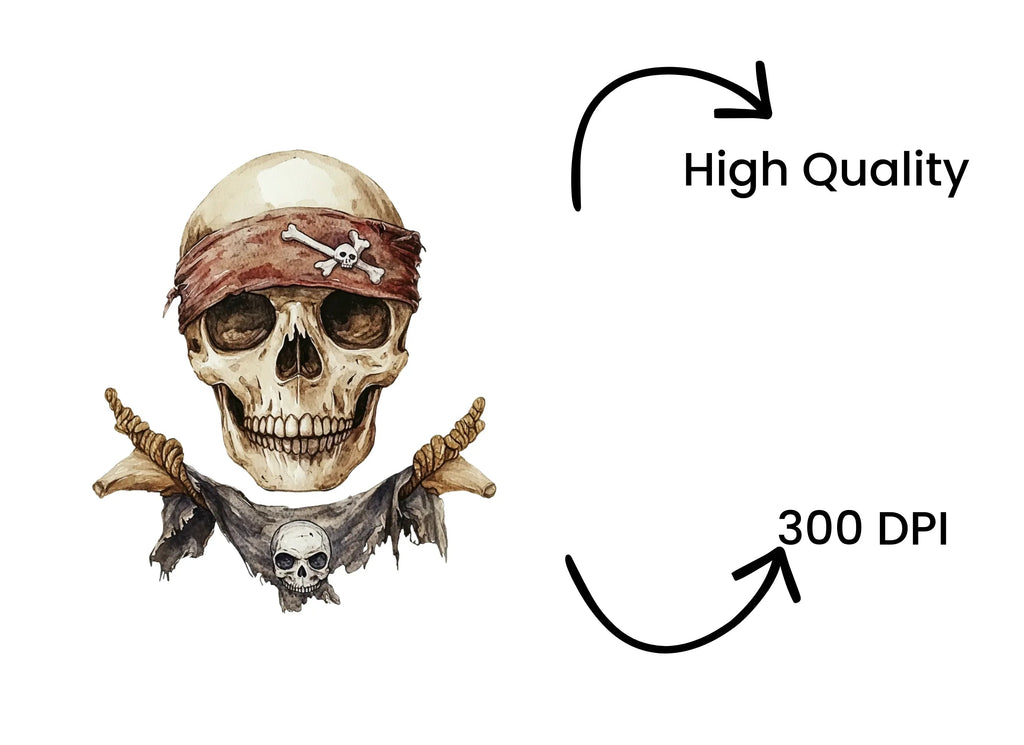 Pirate Skull with Bandana and Ropes Clipart Bundle
