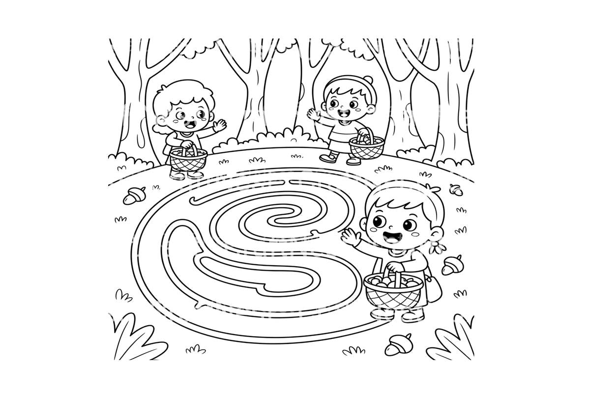 Autumn Forest Maze for Kids Coloring Books