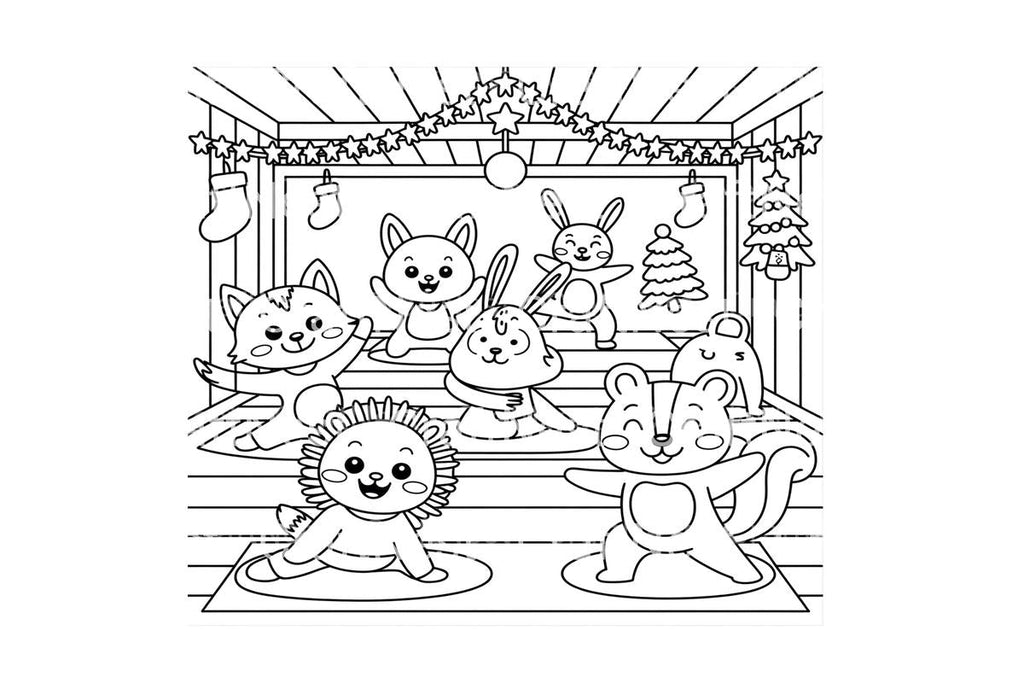 Christmas Animals Yoga Coloring Books