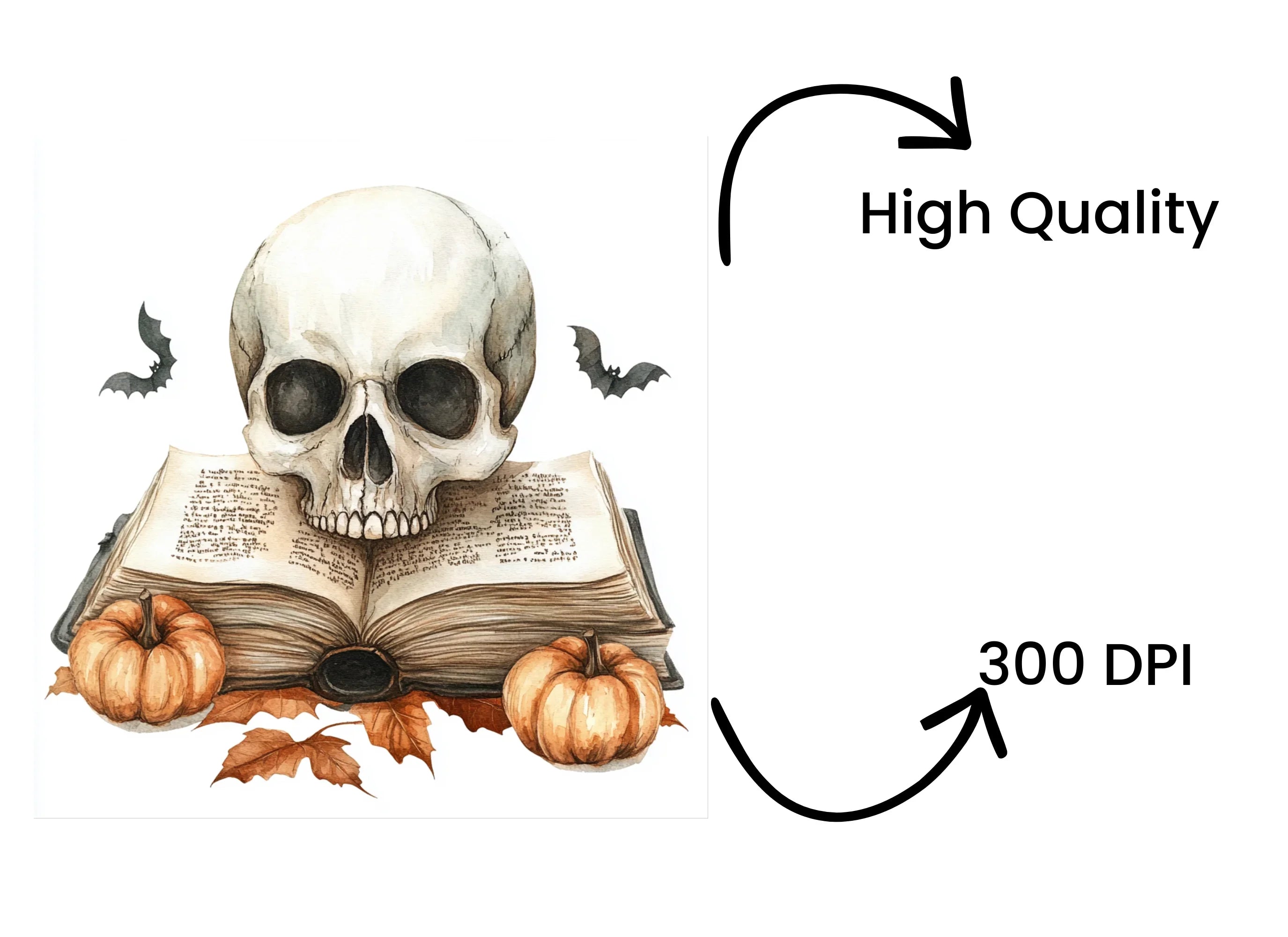 Skulls on Books Clipart Bundle