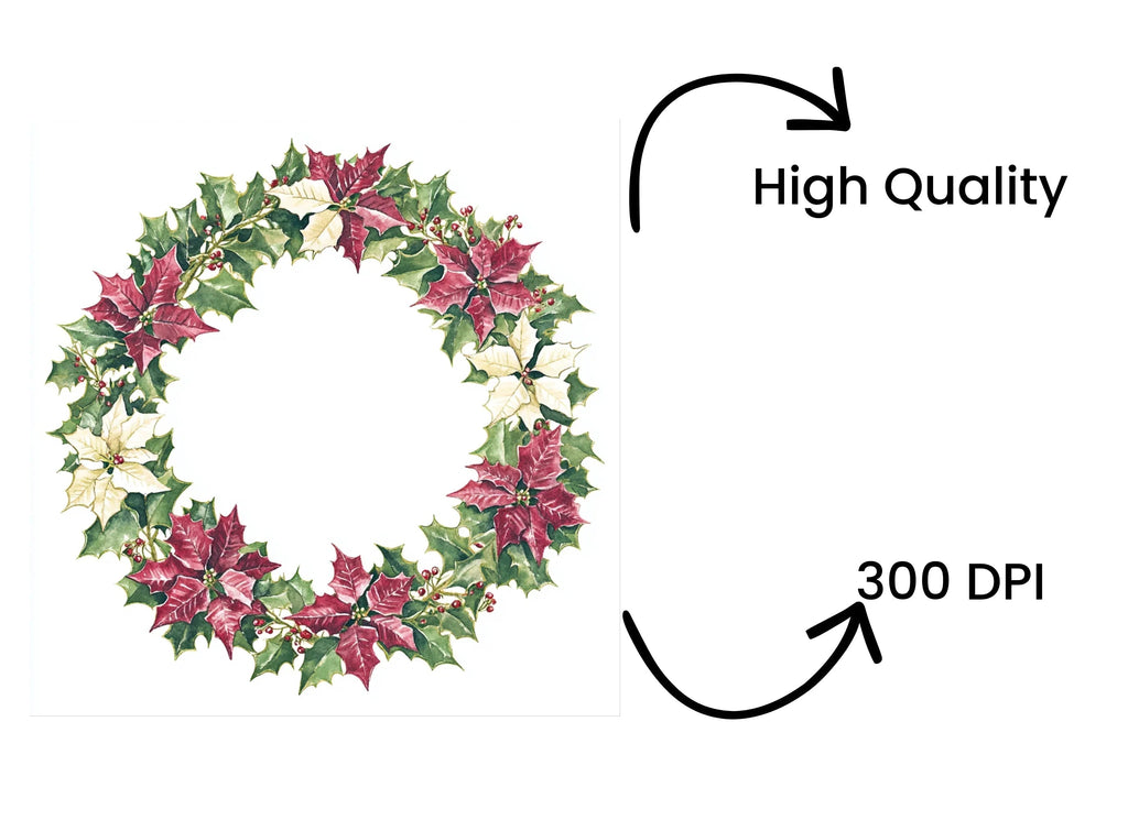 Poinsettia Wreaths Clipart Bundle