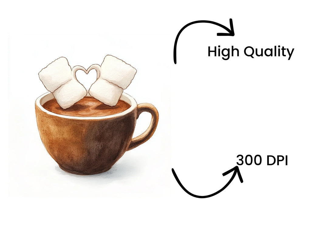 Hot Chocolate with Marshmallows Clipart Bundle