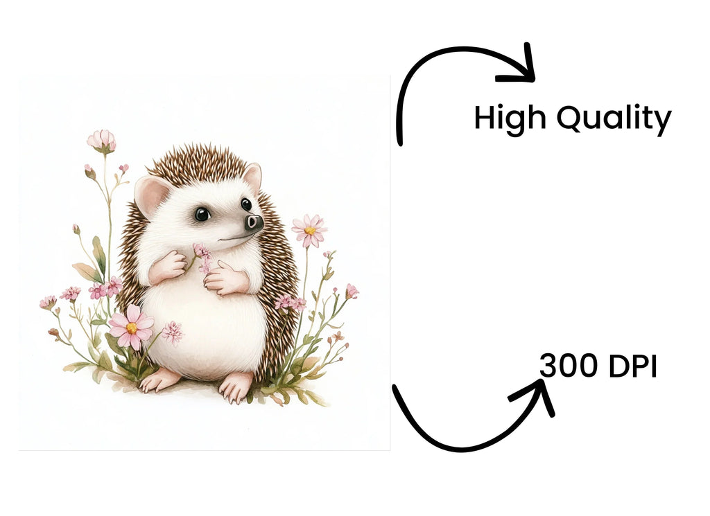 Charming Baby Hedgehogs with Flowers Clipart Bundle