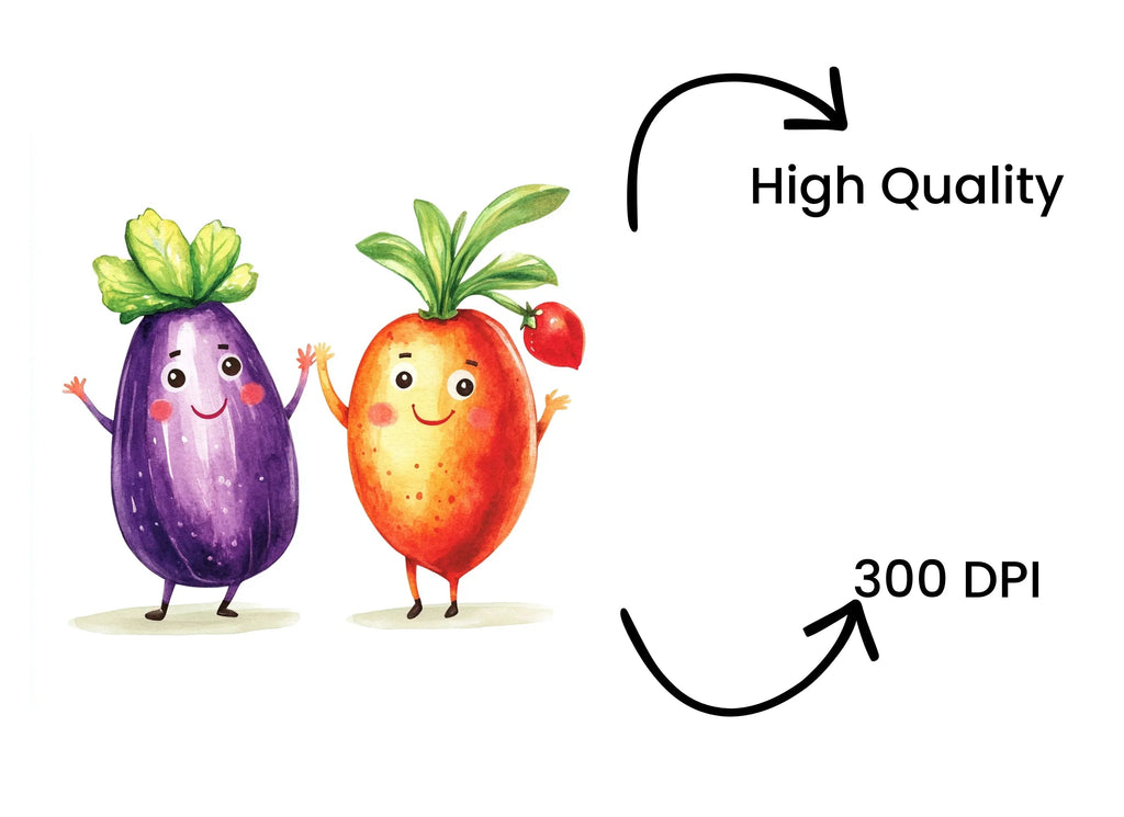 Smiling Fruit and Vegetable Friends Clipart Bundle