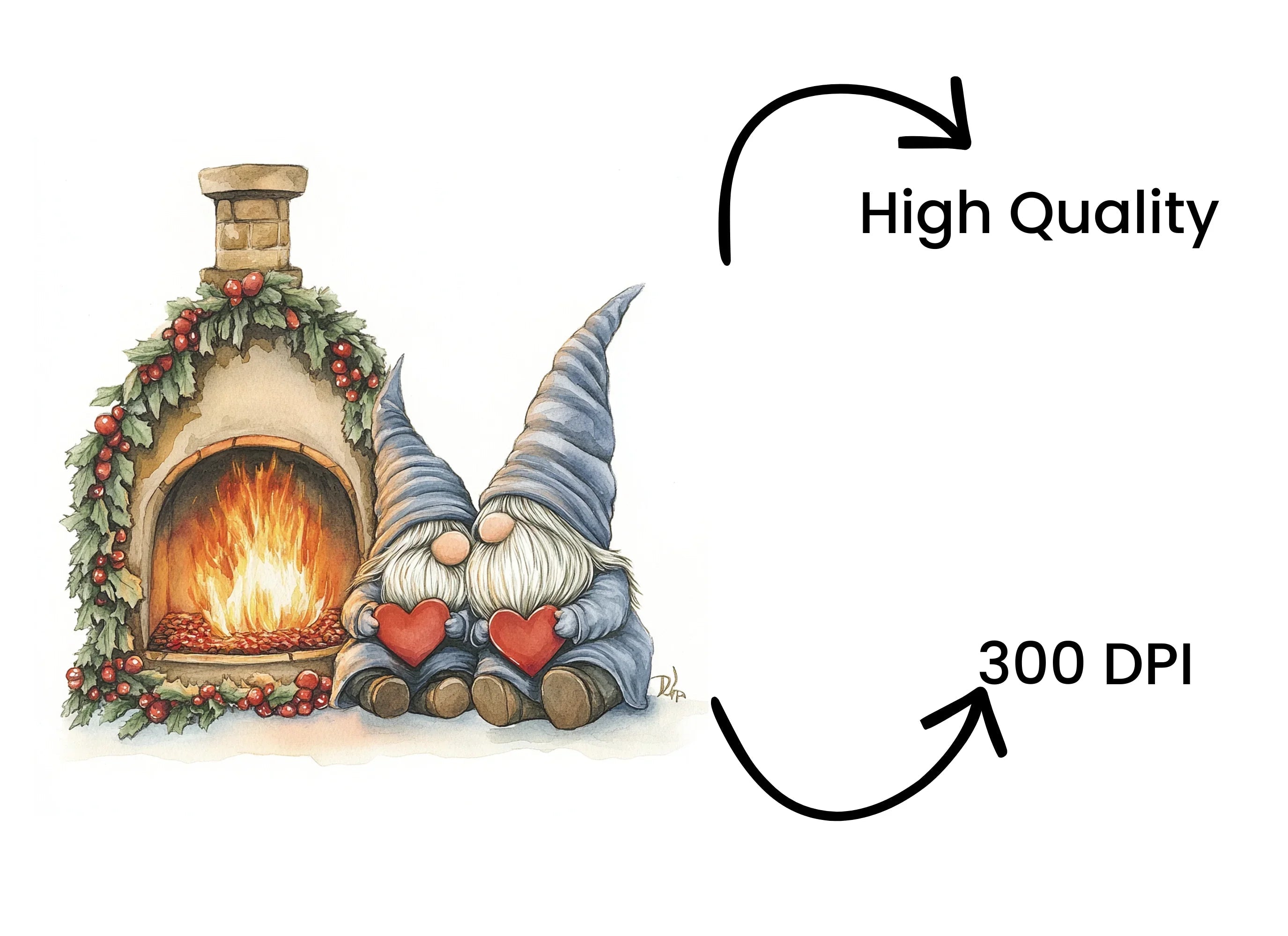 Gnomes by Fireplace Clipart Bundle