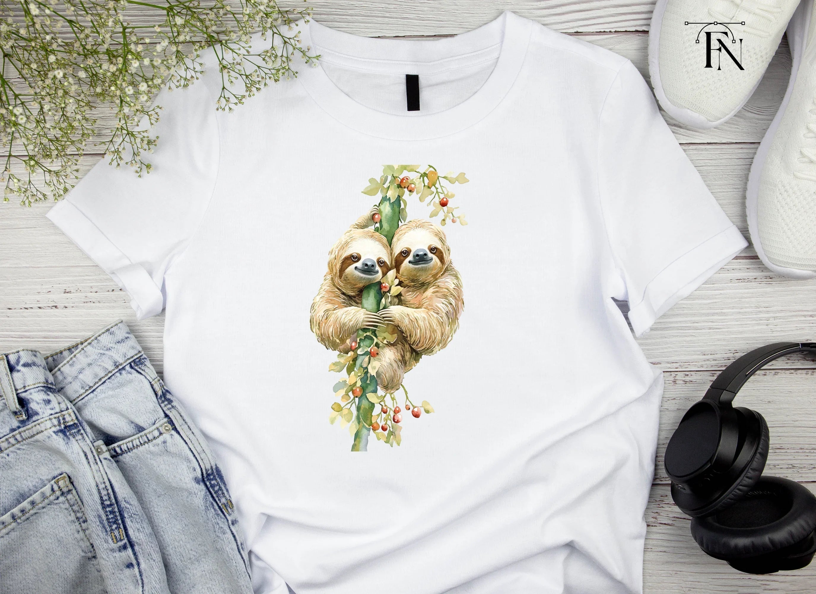 Cute Sloth Family Clipart Bundle