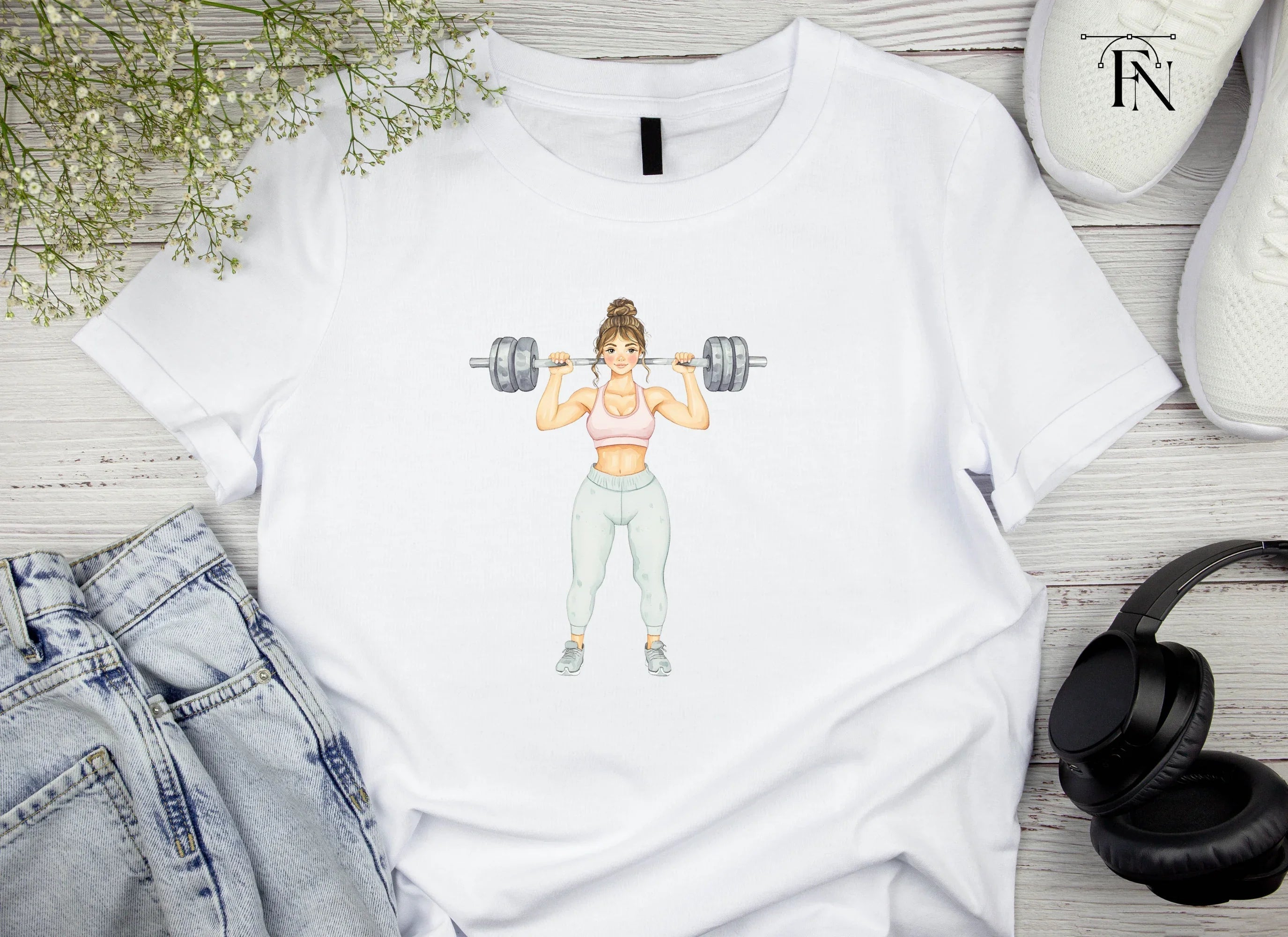 Strong Woman Weightlifting Clipart Bundle