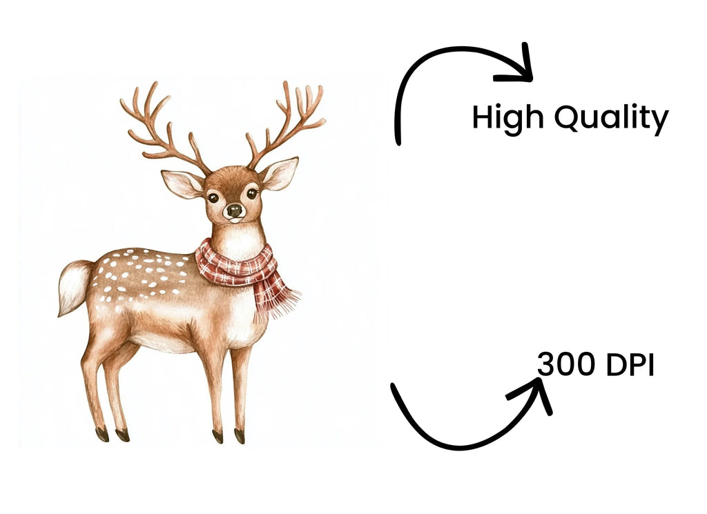 Cute Reindeer with Scarf Clipart Bundle