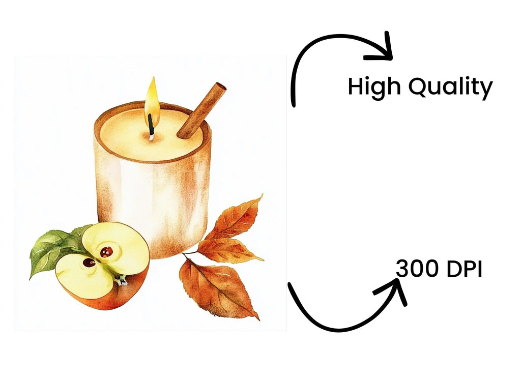 Apple Cinnamon Candle Clipart Bundle