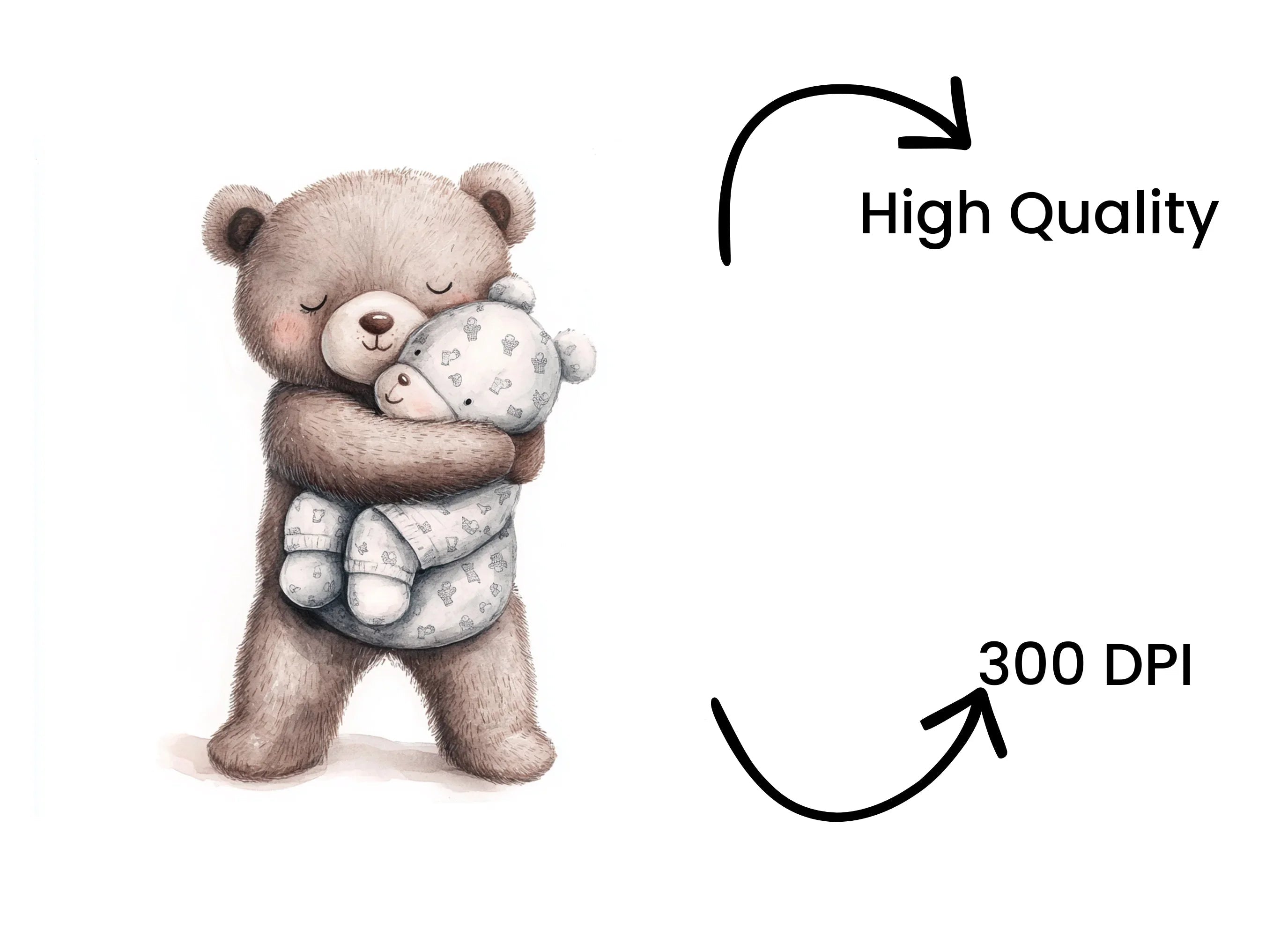 Sweet Bear Hugging Baby Bear Clipart Bundle