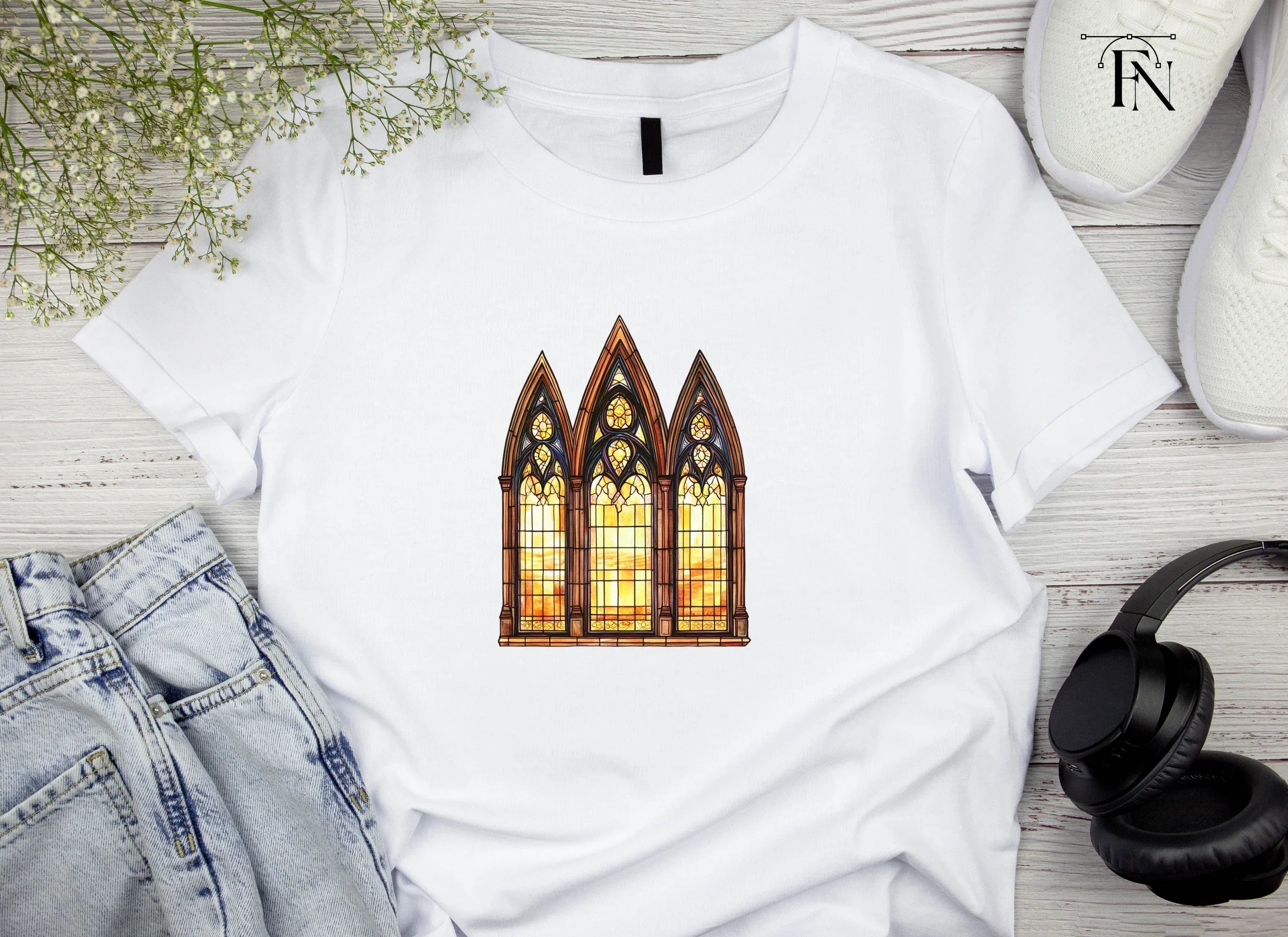 Gothic Stained Glass Window Clipart Bundle
