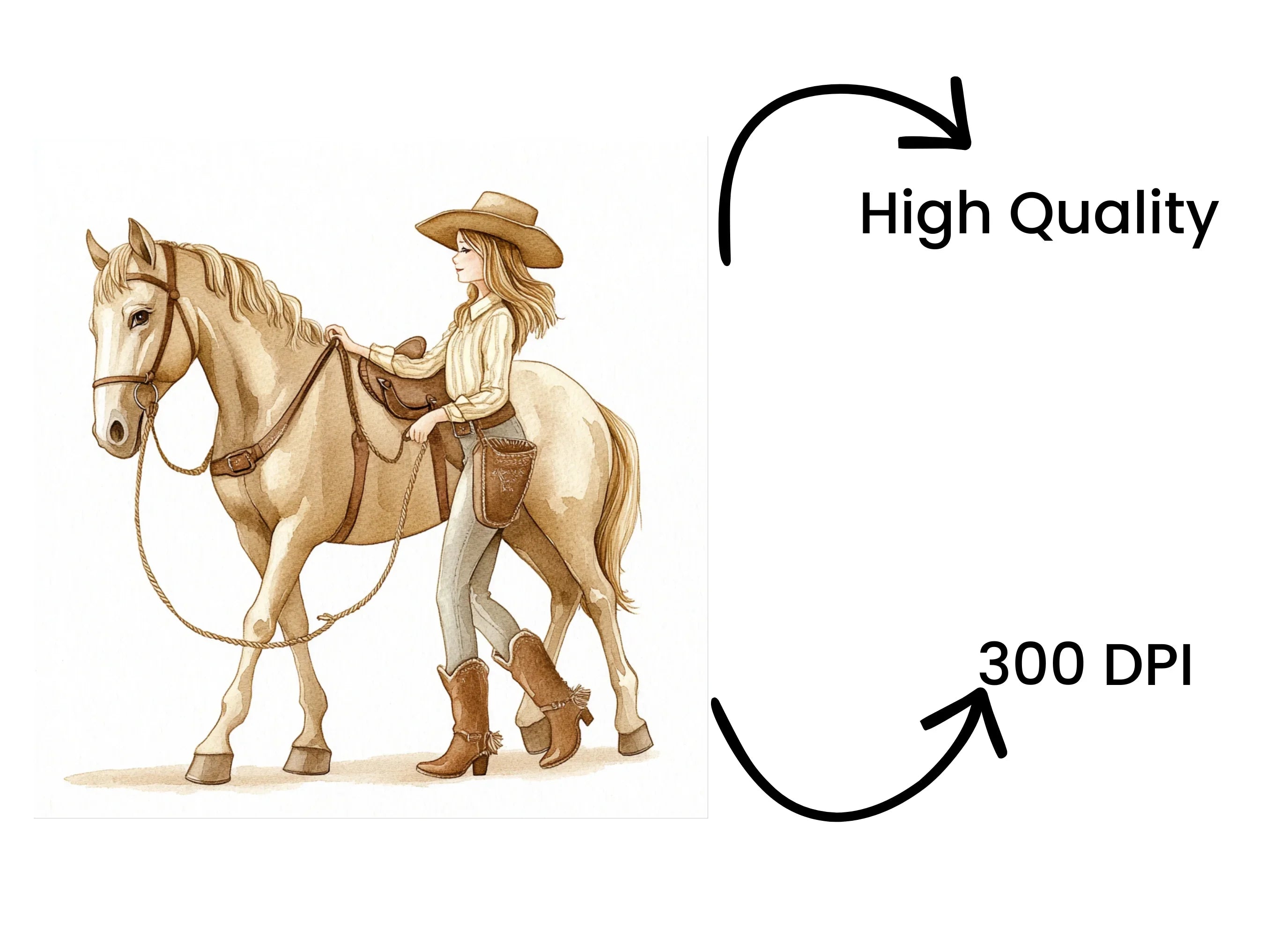 Cowgirl and Horse Clipart Bundle