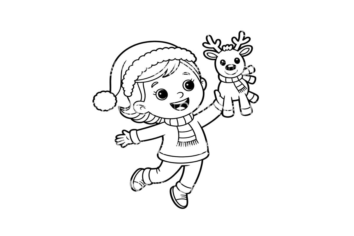 Christmas Girls with Reindeer Coloring Books
