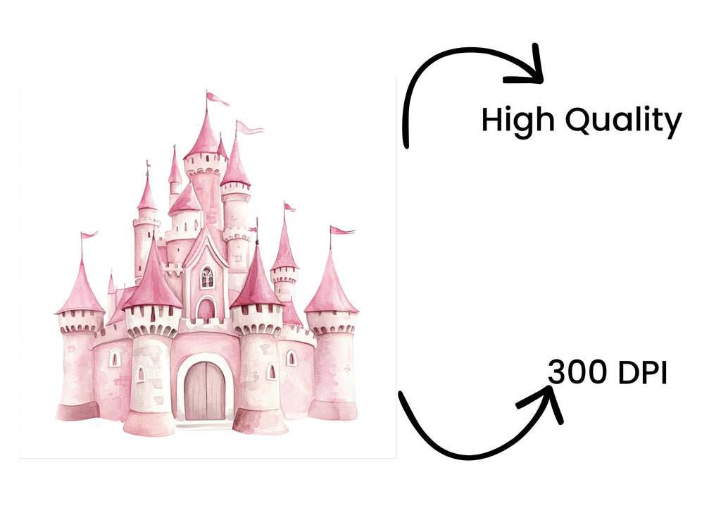 Pink Princess Castle Clipart Bundle