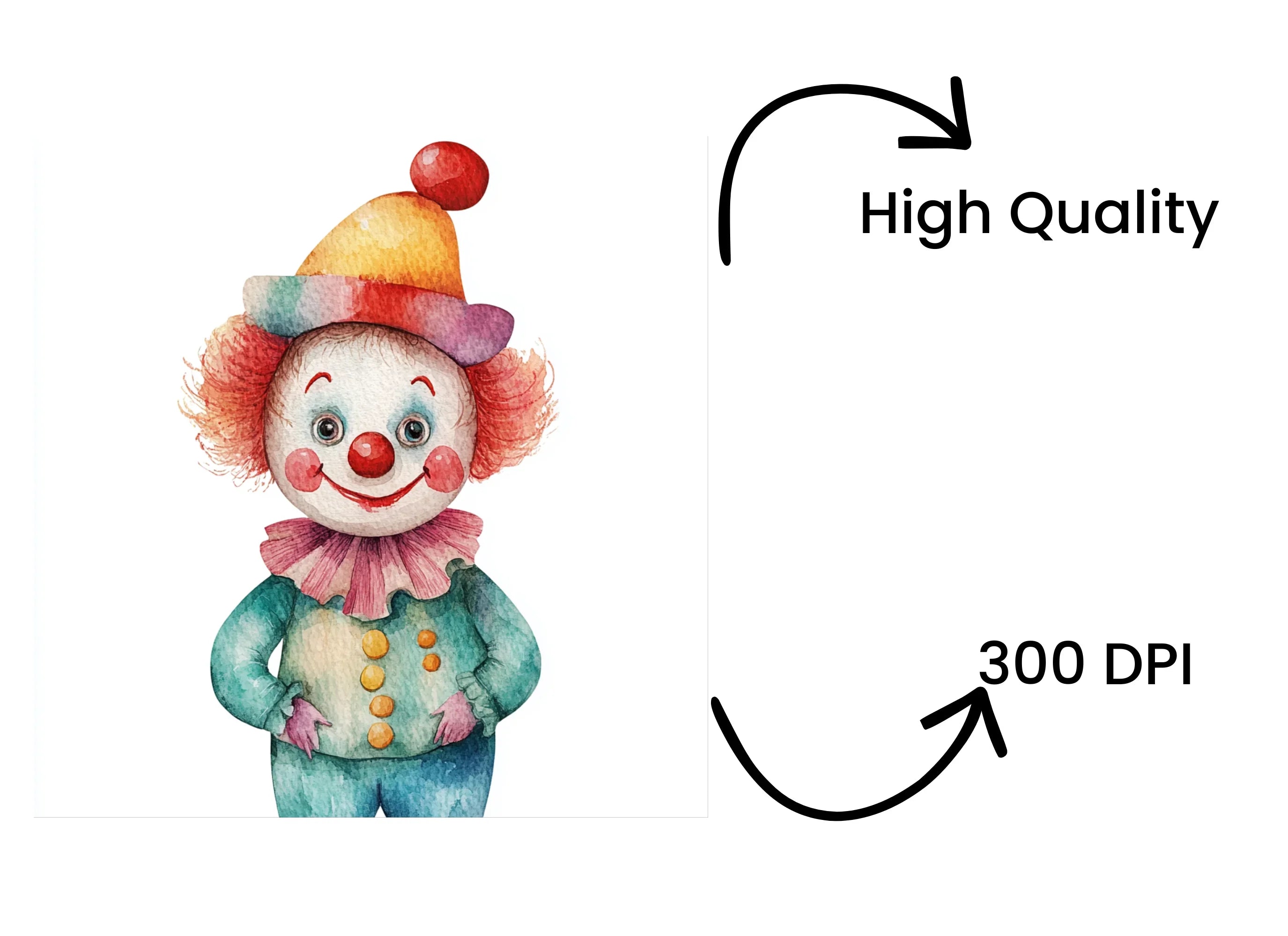 Cute Clown Faces and Body Clipart Bundle