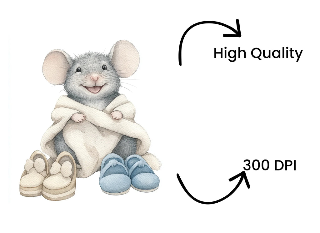 Cozy Mice with Blankets Slippers Clipart Bundle