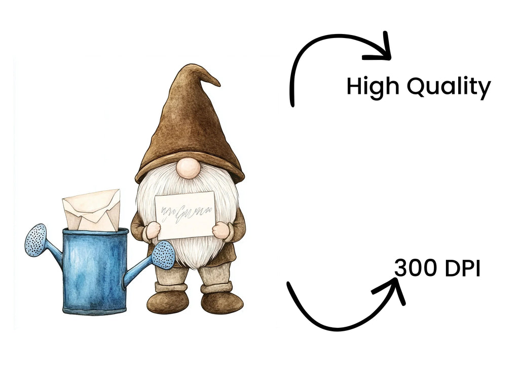 Cute Gnomes with Watering Cans Clipart Bundle