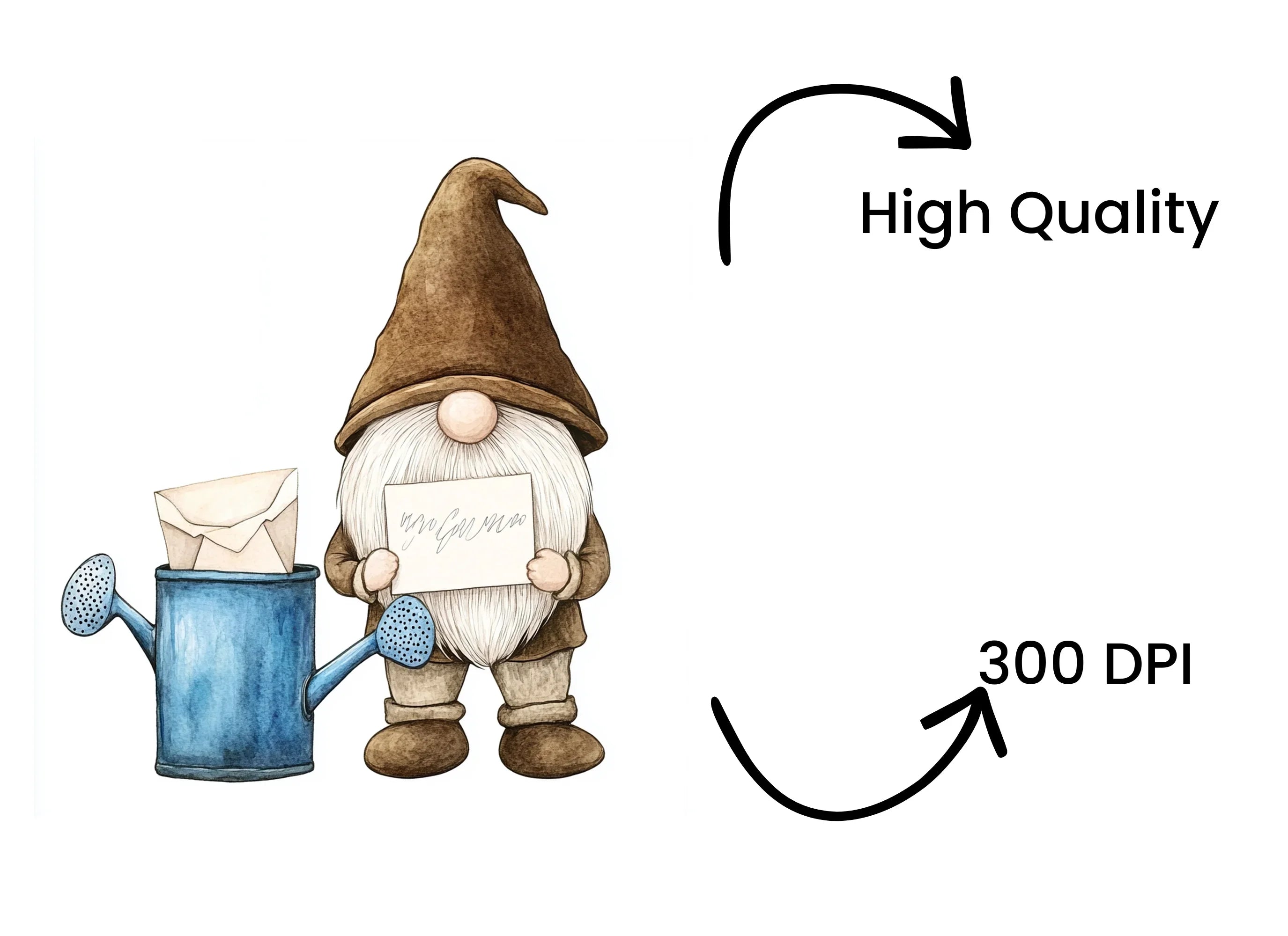 Cute Gnomes with Watering Cans Clipart Bundle