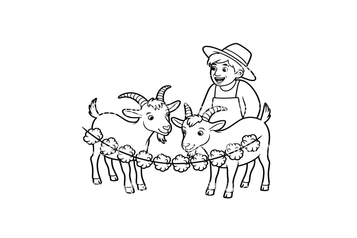Farmer and Goats Fun Coloring Books