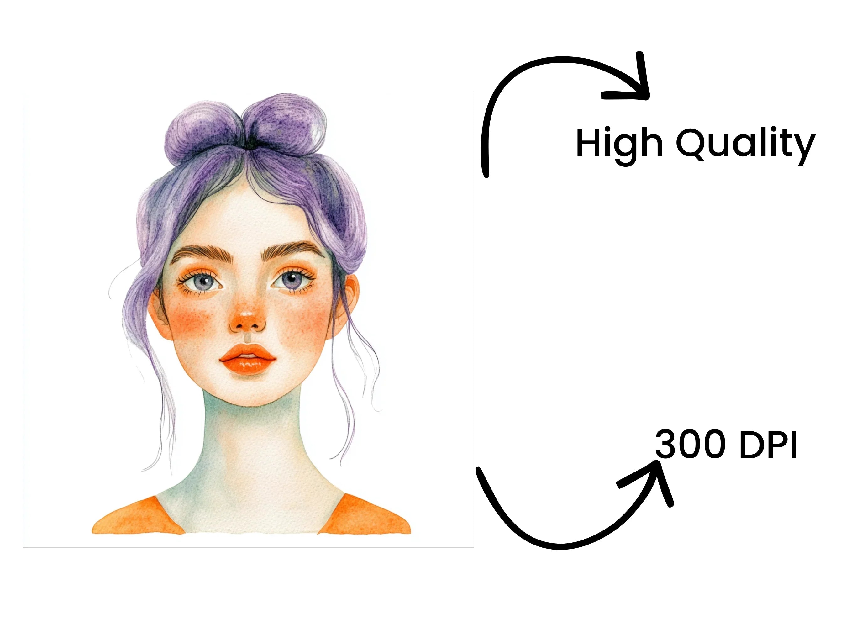 Cute Girls with Purple Hair Clipart Bundle
