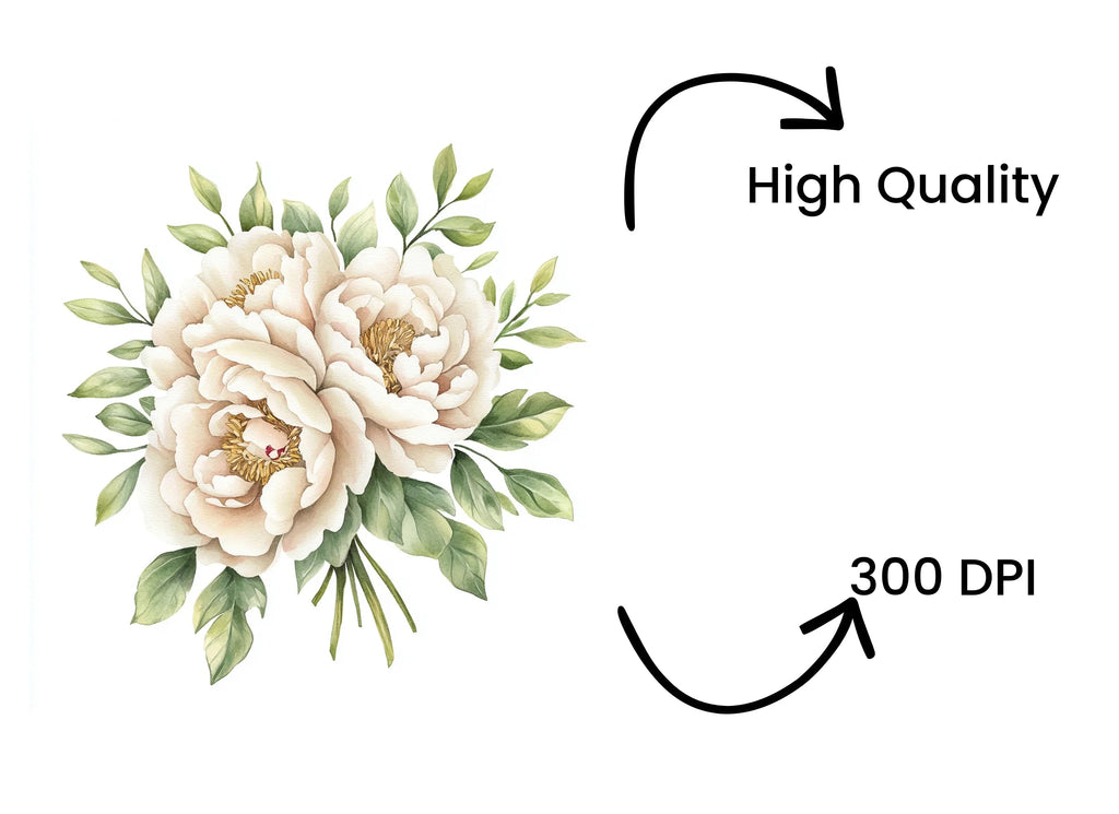 Peony Bouquet Clipart Bundle